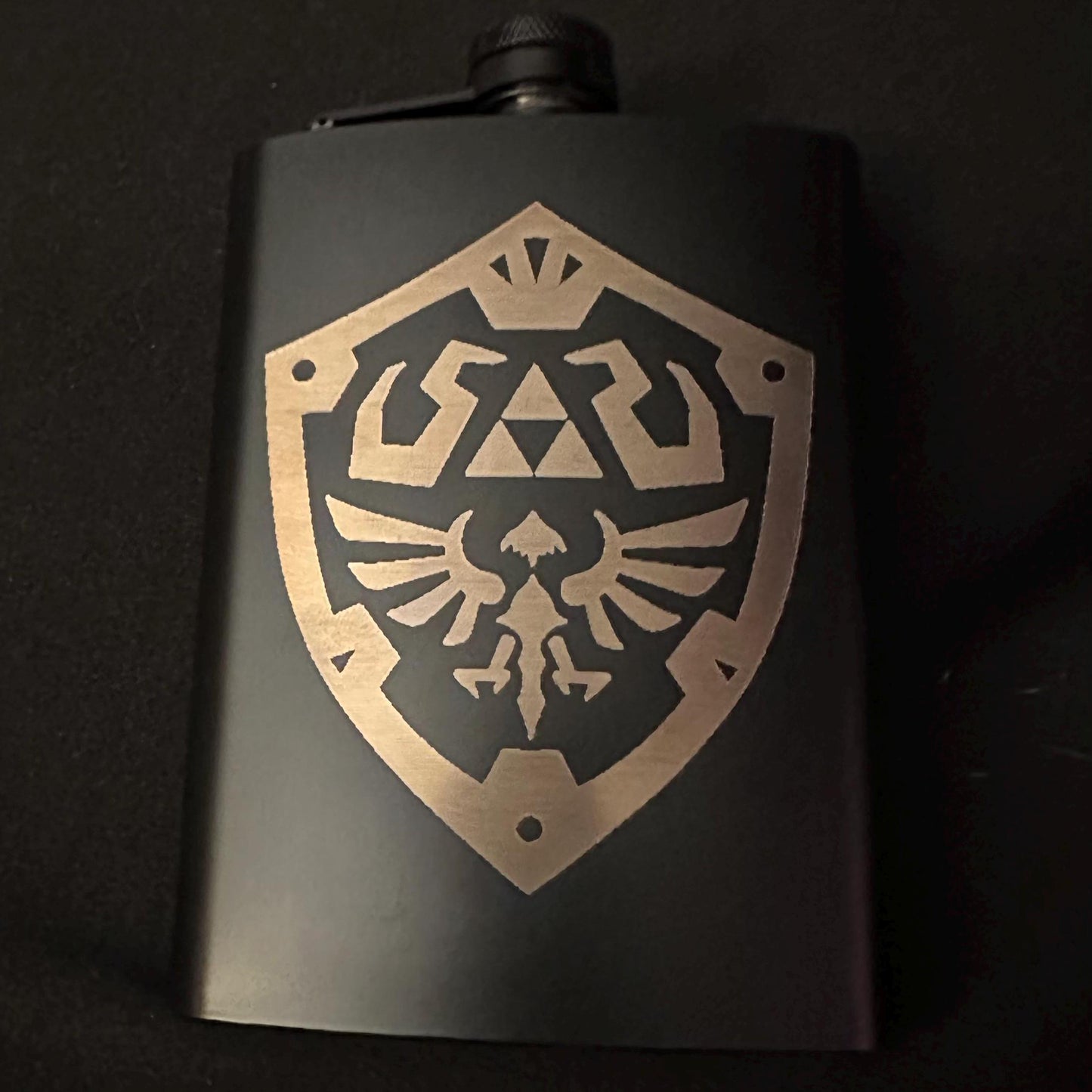Shield Laser Engraved Hylian Shield Flask - 8 oz