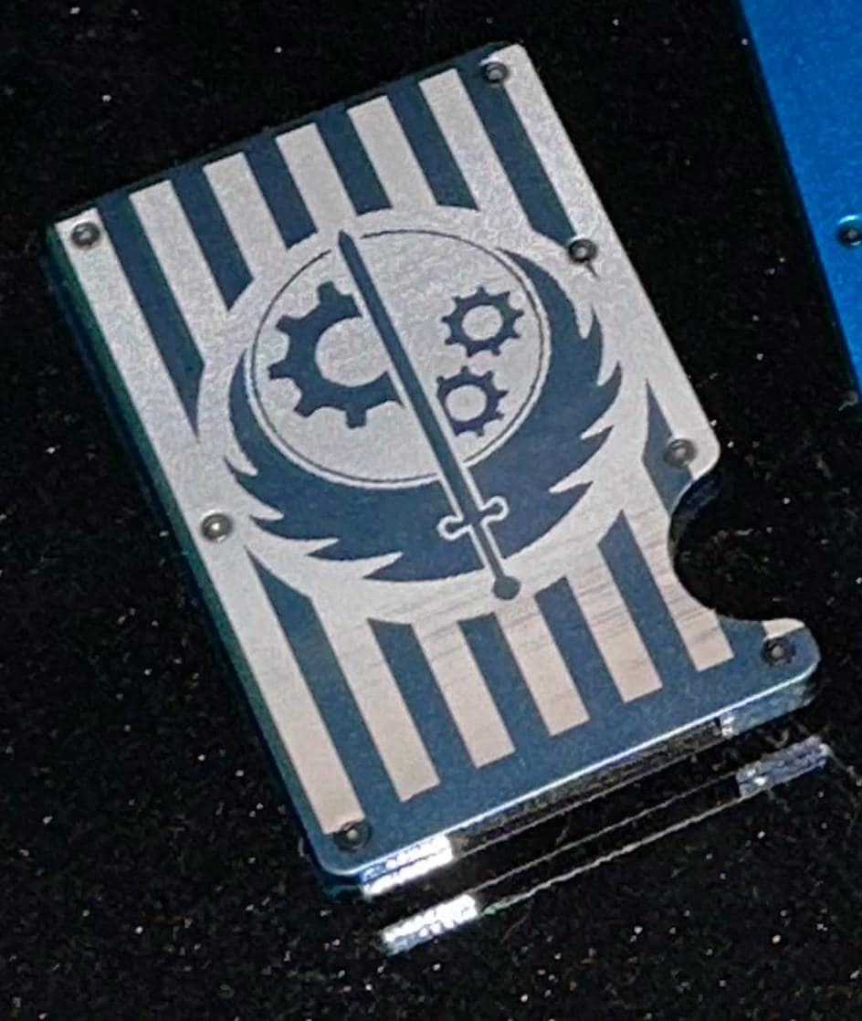 Laser Engraved Brotherhood of Steel Flag Minimalist Wallet