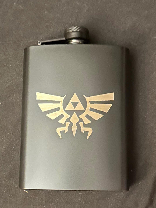 Laser Engraved Triforce Flask - 8 oz