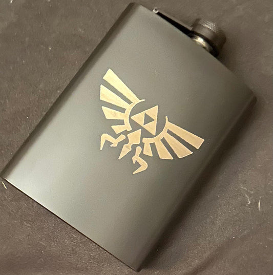 Laser Engraved Triforce Flask - 8 oz